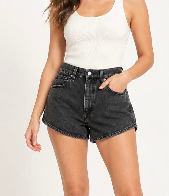 Levis Pants - Levi’s High Waisted Mom Shorts Washed Black Denim Women’s Size 28